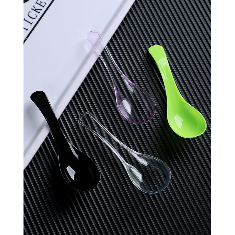 50 PCS Disposable Clear Plastic Asian Soup Spoons - Tasting