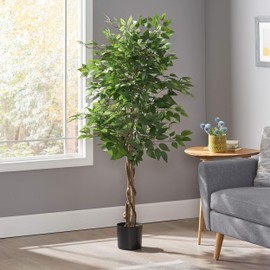 Christopher Knight Home Harney Artificial Ficus Tree, 5' x 2.5', Green, Black