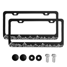 Mandark 2 PCS Mountain Car License Plate Frame, Aluminum Automotive Plate Bracket Holders with Screws, Rustproof US Standard Vehicle Front Back License Plates Cover, Universal Fit