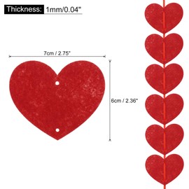 MECCANIXITY 32 Pcs Heart Garland Banner Felt Heart Valentines Garland Red Vertical for Valentines Day Decor Anniversary Birthday Party Wedding