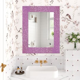 Wallderful Light Purple Glitter Wallpaper Border Peel and Stick Shiny Sparkle Bulletin Board Borders Roll Removable Mirror Frame Border Poster Board for Classroom Blackboards Cabinets DIY 3.94"x197"