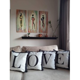 26 Letter & Sign Throw Pillow Covers Decorative Pillowcase Black/White Soft Solid Cushion Covers for Sofa, Couch 18 x 18 inch by JV Home