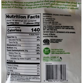 Wellsley Farms USDA Organic Dried Mango Unsulfured Gluten Free, 20 Ounce