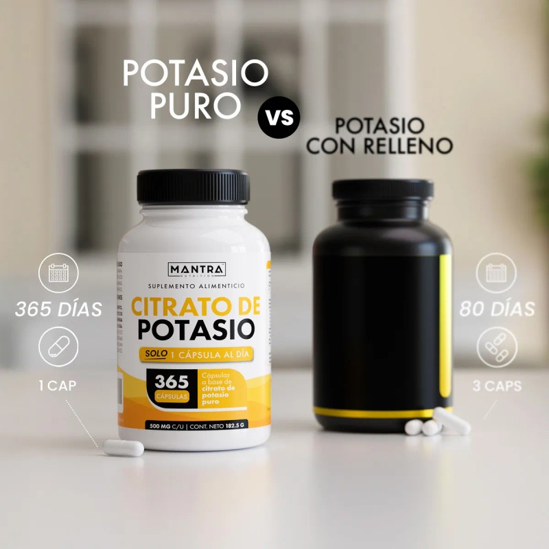 Citrato De Potasio De 365 Cápsulas Mantra Nutrition Sabor Sin