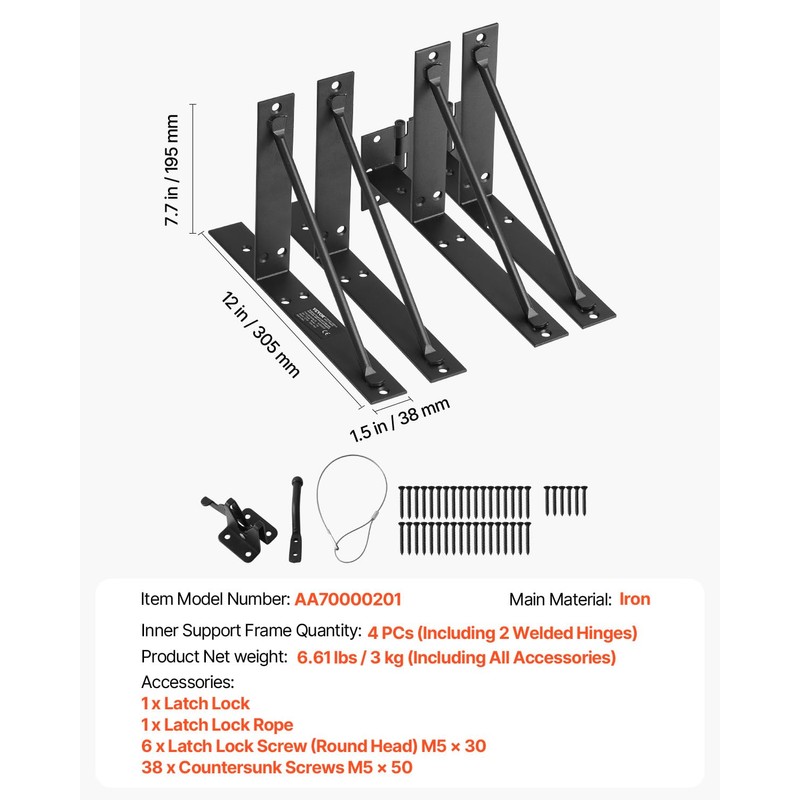 VEVOR Gate Corner Brace Bracket, Anti Sag Gate Frame Hardware