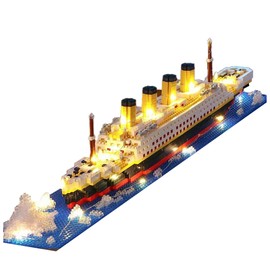 Titanic Juego de Bloques de Construcción Armable con Luz | 1878 Piezas Micro Bloques | Modelo de Barco Coleccionable para Adultos y Adolescentes 14+