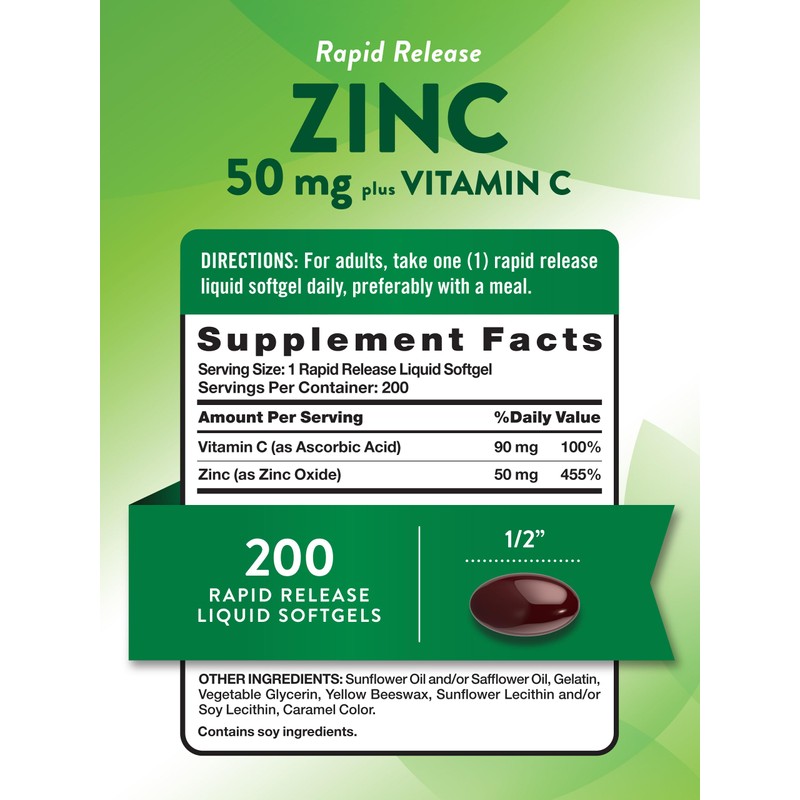 Nature's Truth Zinc 50mg Supplement | with Vitamin C |