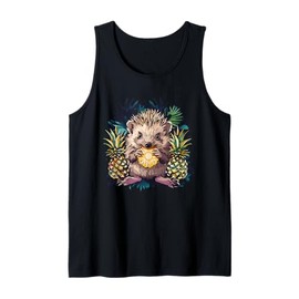 Pineapple Hedgehog Drawing Animal Art Motif Pineapple Fruit Tank Top