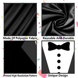 Junliang Father’s Day Table Skirt Best Dad Ever Black Table Cover Decorations for Father Day Party Dad Birthday Party Supplies Photography Background Table Cloth Decor