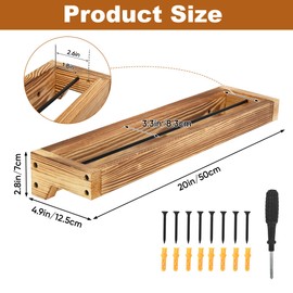 Nisorpa 20 Inch Rustic Burnt Wood Hanging Shoe Rack, Wall Mounted Shoe Rack Storage Organizer Space Saving Footwear Holder for Closet, Mudroom, Entryway, Holds 8 Pairs, Set of 4