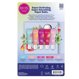 eos Super Lip Balm 24h Moisture, 5 Lip Tubes 10 ml c/u, bálsamo humectante para labios, 5 diferentes aromas