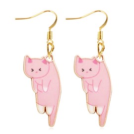 Cat Earrings for Girls Women Cute Enamel Cartoon Kitten Drop Dangle Earring with Hypoallergenic French Hook Sweet Lovely Birthday Gifts Party