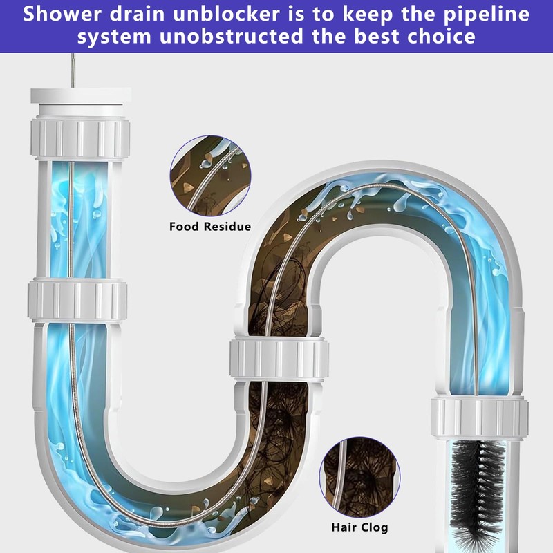 Drain Unblocker Tool, 6 PSC Shower Drain Unblocker, Sink unblockers