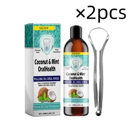 EELHOE Oral Coconut Oil Mouthwash Oral Care, Stain Removal, Fresh Breath breath mouthwash Coconut Oil - Specification: 2pcs