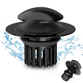 Tapón universal para fregadero de baño 2 en 1 con cesta de filtro extraíble, colador de drenaje de fregadero de baño de cobre puro, antiobstrucción, tapón de drenaje de baño, negro