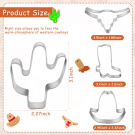 Patelai 9 Pieces Cowboy Cookie Cutter Set Western Cookie Cutters, Includes Cow, Star, Horse, Cowboy, Boot, Hat, Cactus, Horseshoe, Horse Head, Stainless Steel Christmas for Baking Food DIY
