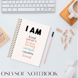 OSLYSOF Positive Affirmation Gifts Spiral Notebook, Boho Rainbow Affirmation Journal, I am Kind Brave Smart Motivational Notebooks for Note Taking, 5.5x8.3 Inch with 164 Pages