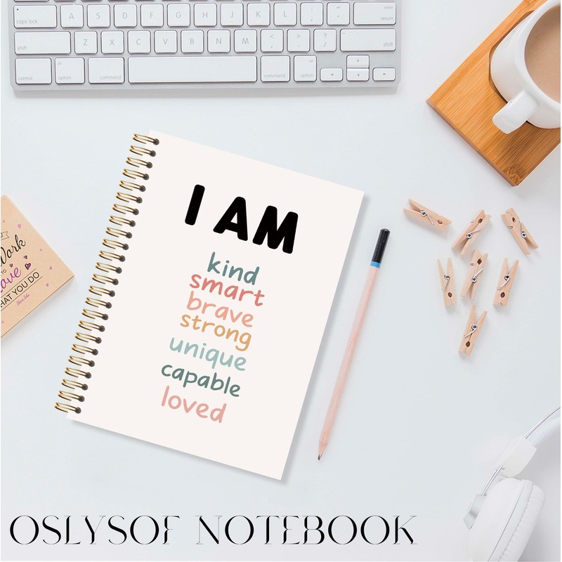 OSLYSOF Positive Affirmation Gifts Spiral Notebook, Boho Rainbow Affirmation Journal,