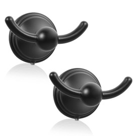 FILTA Towel Hooks for Bathrooms Wall Mounted, Black Towel Hooks, Robe & Towel Hooks, Bathroom Towel Hooks for Wall, Towel Hangers for Bathroom Wall, Matte Black Bath Towel Hook (2 Pack)