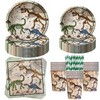 Aitsite Dinosaur Fossil Party Tableware Set, Dinosaur Skull Party Plates Birthday for 20 Guests, Dinosaur Birthday Tableware, Party Decoration Set, Children's Birthday Plates, Cups, Napkins