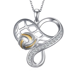 Volleyball Necklace for Women S925 Sterling Silver Heart Volleyball Necklace Volleyball Jewelry Gifts for Women Volleyball Lovers Volleyball Teams and Volleyball Players