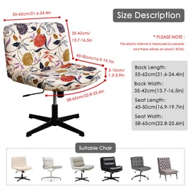 EVOLLER Criss Cross Chair Cover Armless Chair Slipcover Office Desk Chair Covers Printed Mid Back Wide Seat Accent Chair Covers for Computer Chairs and Vanity Chairs(Printed-Style 06)