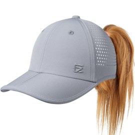 GADIEMKENSD Baseball Cap with Ponytail Hole for Women Sun Hat Running Visor Hat Summer Reflective Hat with Adjustable Cord Fishing Hiking Travel UPF50+ Light Gray