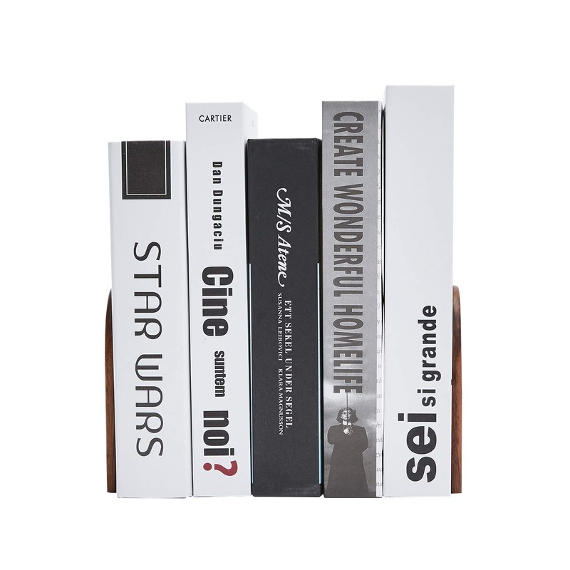 Pandapark Wood Bookends,Non-Skid Bookend for Shelves,Heavy Duty Bookends,Book Stand for