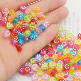 GraceAngie 300pcs Acrylic Smile Beads 7mm Happy Smile Happy Face Spacer Beads Assortment for DIY Bracelet Earring Necklace Jewelry Craft Making, Hole Size 1.6mm (Color A)