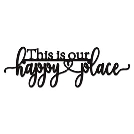 This Is Our Happy Place Sign – Metal Wall Decor for Home & Patio, Family Wall Art with Waterproof Finish – Outdoor Signs for Sunroom, RV & Horizontal Spaces, Christmas Gifts (15.8x5.1inch)