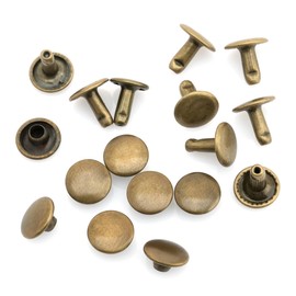craftmemore 100 Pack 8 mm Doble Tapa Remaches Ronda remaches Sujetadores para Craft – Decoraciones de piel VT, Antique Brass, 100