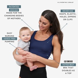 Larken Hands Free Pumping Bra for Breastfeeding | Breast Pump - Maternity Bras for Pregnancy, Pumping & Nursing Bra in One Marine (XXL)