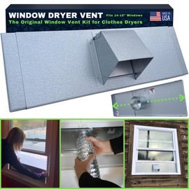 Window Dryer Vent – The Original Window Vent Kit for Clothes Dryers, 4 Inch Exhaust Hood, Adjustable Side Panels Fit 14-18” Windows, Heavy Duty Metal Design by Vent Works
