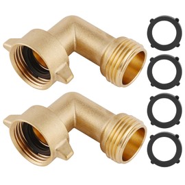 90-Degree Hose Elbow For RVs — Solid Brass Construction, Features Convenient Easy Grip Connector,For RV Water Hoses, Residential Outdoor Faucets, & More — 2-Pack