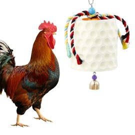 Oooct Large Chicken Chewing Toy, Chick Beak Grinding Calcium Stone with Bells, Chicken Coop Accessories, Cage Toys for Cockatiel Parakeet Parrot Budgies Rat Hamster Rabbit Bunny Green