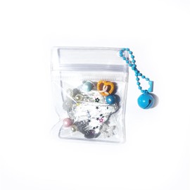 Nailyjoy Handmade Mochi Squishies Toys Croissant, Transparent Soft New Tide Lovely Stress Relief Fidget Toys with Small Bell Pendant Pearl and Sheath