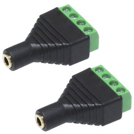 KAUMO 3.5mm Stereo Mini Jack 4 Pole Screw Terminal Gold Plated (2 Pieces)