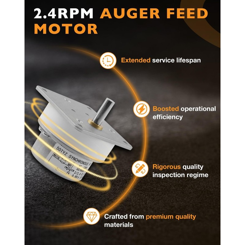 2.4RPM 120V Auger Feed Motor Fits Quadrafire Castile/CB1200/Mt Vernon