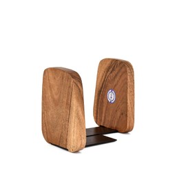 Kimona Decorative- Book End Handmade Wooden Bookends with Metal Base, Creative Decorative Bookends for Shelves (4" X 4" X 5"), (Set of 2)