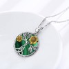CHENGHONG Malachite Sunflower Necklace for Women 925 Sterling Silver Malachite