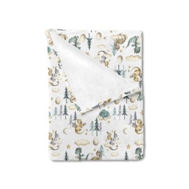 HawSkgFub Watercolor Cute Dragon Fairy Tale Baby Blanket for Boy Gift, Cloud Moon Star Dragons Egg Flannel Fleece Nursery Bed Blankets, Soft Lightweight Newborn Infant Toddler Kid Crib Bedding 40 x 50