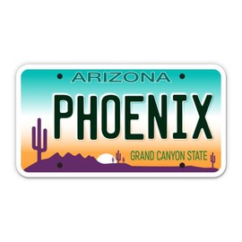 Squiddy Phoenix Arizona State License Plate Style - Vinyl Sticker for Car, Laptop, Notebook (5" Wide)