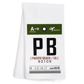 Lantern Press Pacific Beach, California, Luggage Tag (100% Cotton Tea Towel, Decorative Hand Towel, for Kitchen and Home)