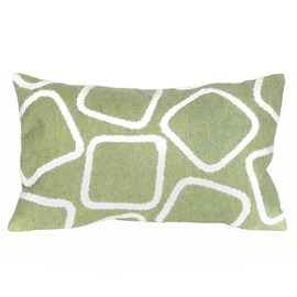 Liora Manne Visions I Squares Indoor/Outdoor Pillow, 12"X20", Green