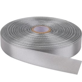 NISDOCF Single-Faced Sash Gray Ribbon - 5/8 Inch x 50 Yards Bulk Roll - Decorative Gift Wrapping, Crafting, Hair Bows, Wedding Party Decorations