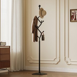 ZEYEXE Tree-shaped coat rack,Coat Tree Freestanding with 8 Hooks and Sturdy Metal Base for Coat Hats Purses,Coat Stand for Entryway,Bedroom