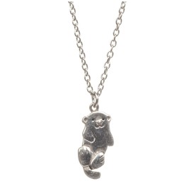 Shag Wear Women's Pewter Spirit Animal Pendant Necklace with Gift Envelope (Otter)