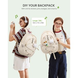 LOVEVOOK School Backpack for Teen Girls, Waterproof Student Backpack Purse, Cute Kid Bookbag with Chest Strap, Back to School Backpacks Fit 17 Inch Laptop, College Travel Back Pack Casual Daypack