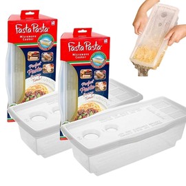 Fasta Pasta Microwave Pasta Cooker- The Original (2PK)- Cooks up to 4 Servings- No Mess, Sticking or Waiting For Boil- Perfect Al Dente Pasta Every Time- For Dorms, Kitchens, Offices- Made in the USA