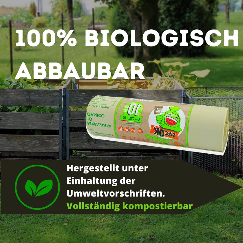 10 Biodegradable Bin Bags 70 x 110 cm, Wet Bags,